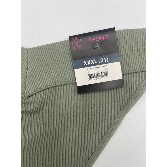 No Boundaries Women 3XL Nylon Blend Seamless Low-Rise Thong, Wild Sage NWT - Picture 2 of 7